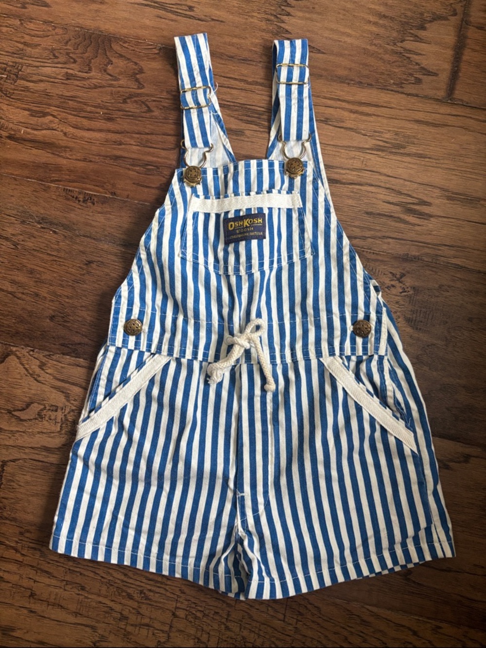 Vintage OshKosh B'gosh Blue & White Striped Short Overalls